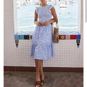 Lost + Wander Pick Me Midi Dress in Blue, Size: M